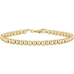14K Gold Plated Beaded Chain Adjustable Bracelet for Women Cute